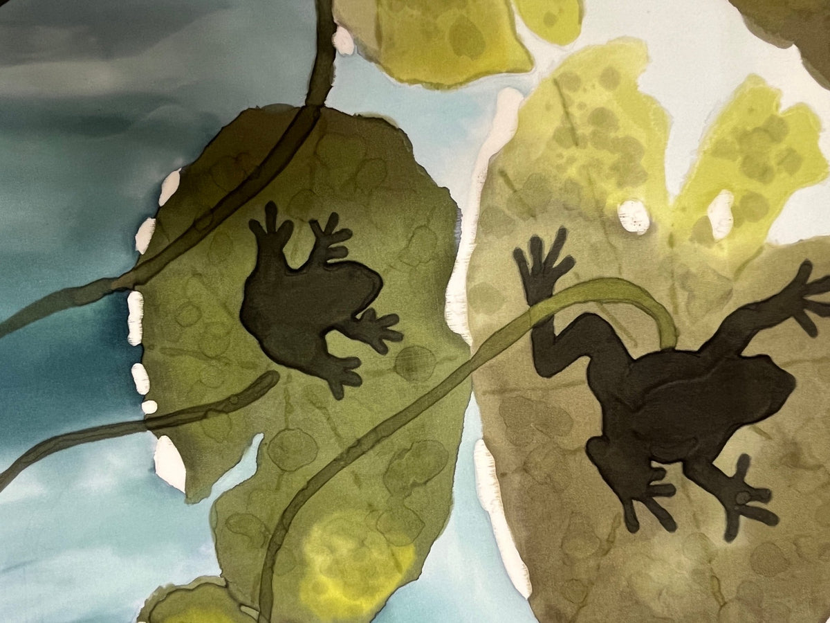“Pond Life (small)” - Hand-dyed Silk Wall Hanging - $250 SOLD - Curious Cart
