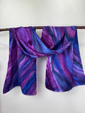 “Flow Abstract in Purple" - Hand-dyed Silk Scarf - $110 - Curious Cart