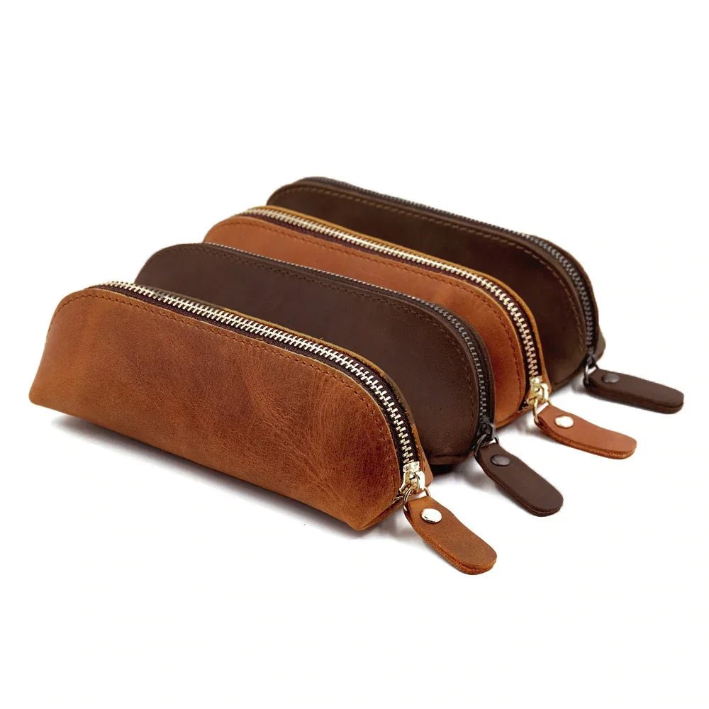 The Paavo Leather Pen Case | Leather Makeup Pouch - Curious Cart