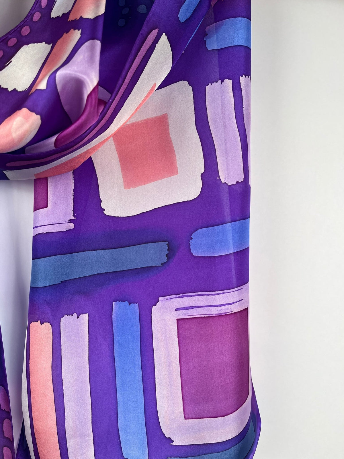 “Purple Glyphs"” - Hand-dyed Silk Scarf - $125 - Curious Cart