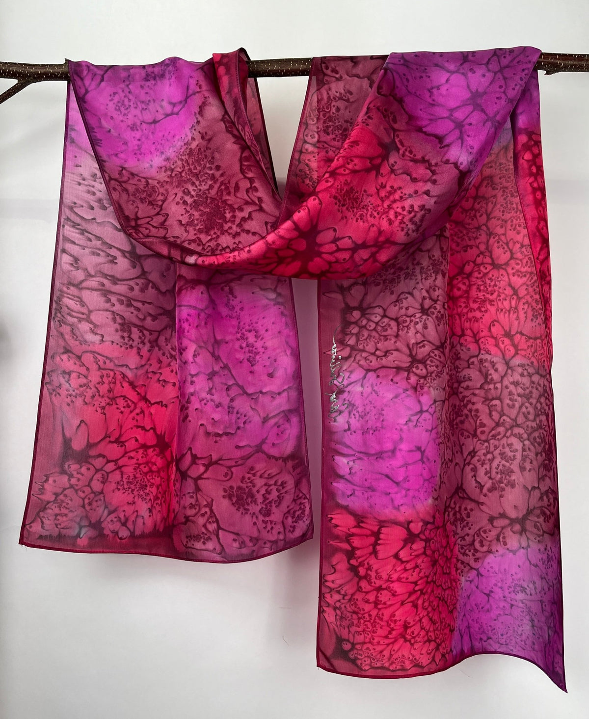 “Pretty in Pink Mermaid" - Hand-dyed Silk Scarf - $125 - Curious Cart