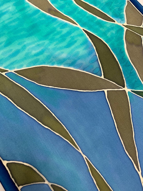 "Seahorse Riding the Kelp” - Hand-dyed Silk Wall Hanging - $365 - Curious Cart