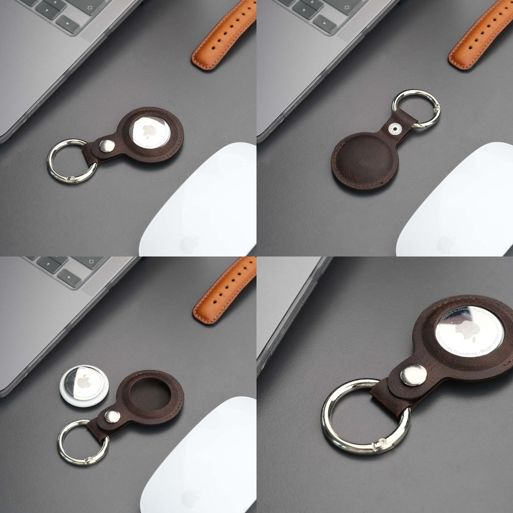 Saratoga Leather AirTag Holder - Curious Cart