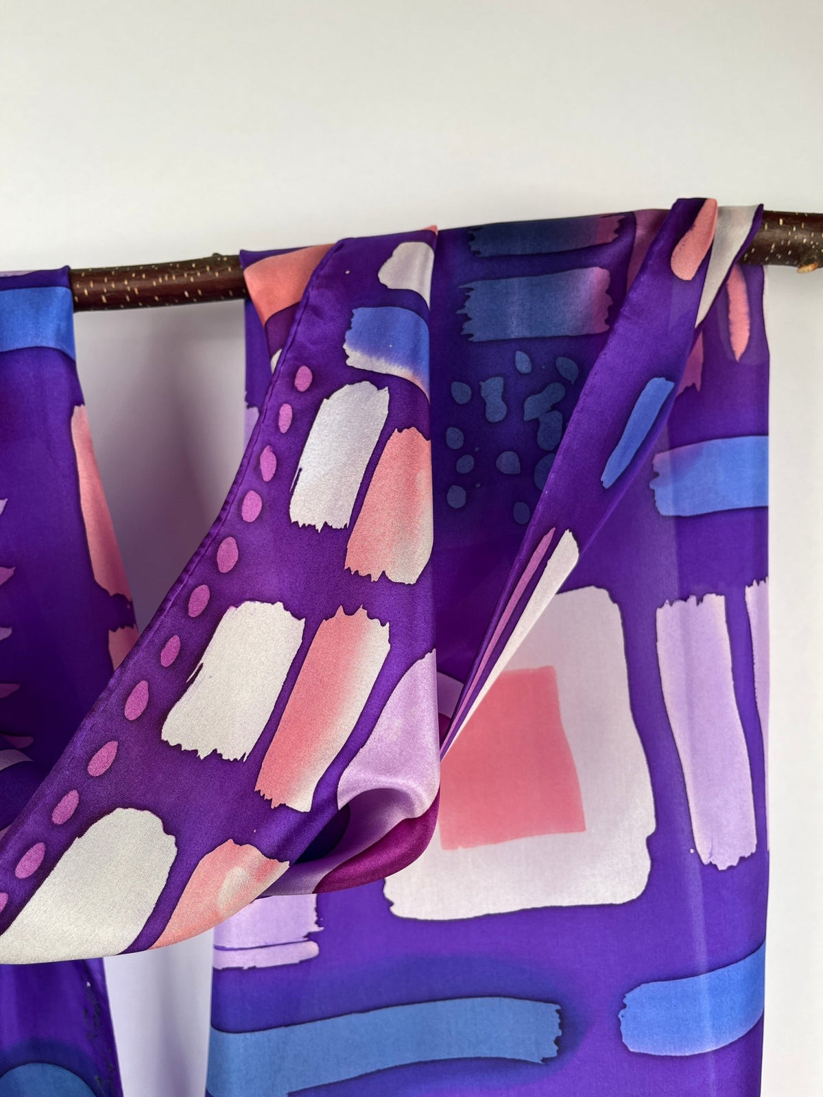 “Purple Glyphs"” - Hand-dyed Silk Scarf - $125 - Curious Cart