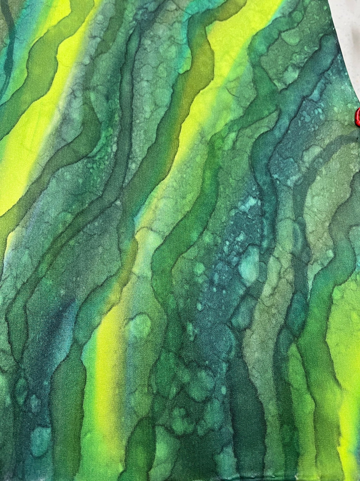 “Flow Abstract- Kelp Forest" - Hand-dyed Silk Scarf - $110 - Curious Cart