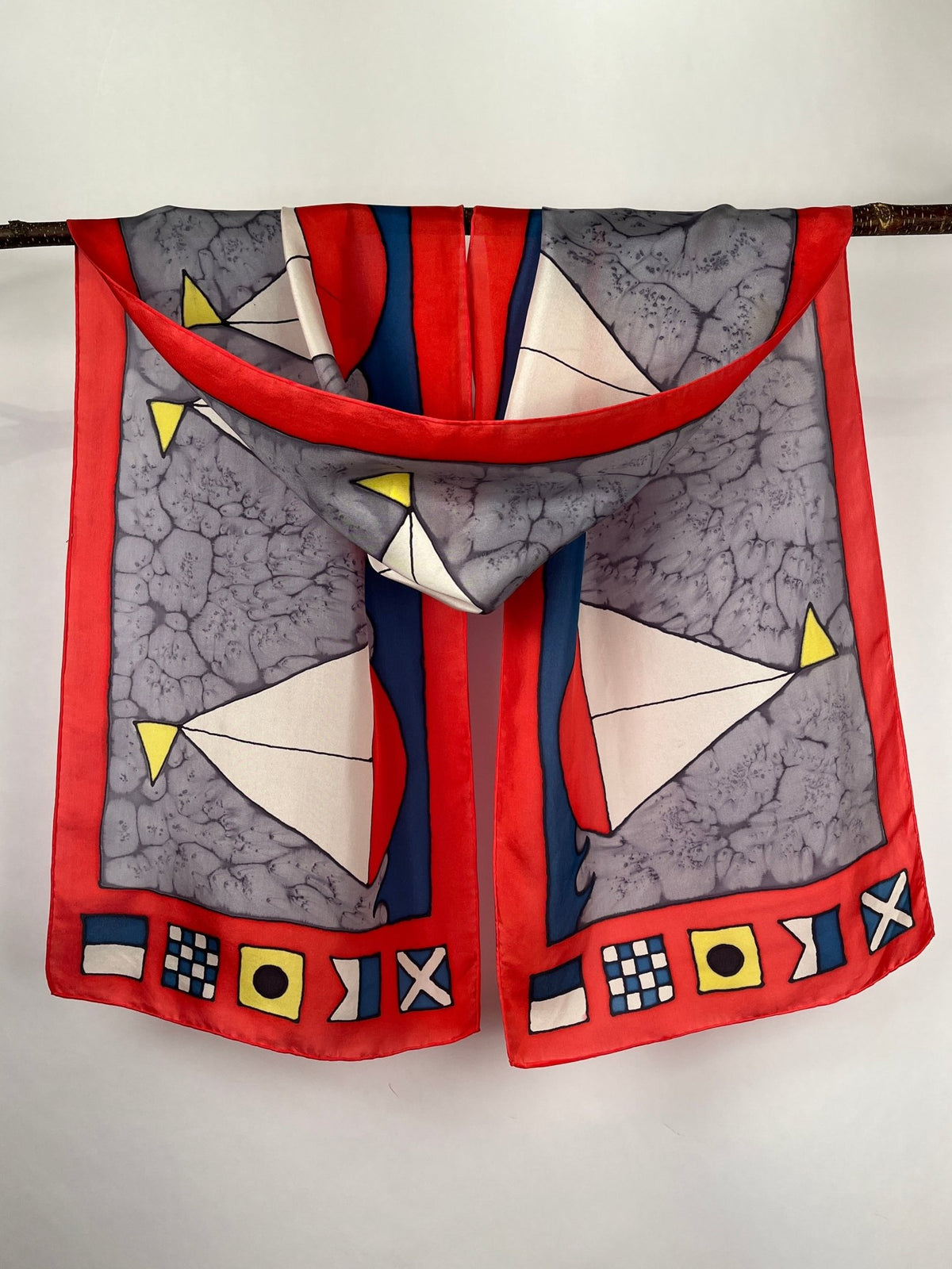 “Ahoy Sailor!” - Hand-dyed Silk Scarf - $140 - Curious Cart