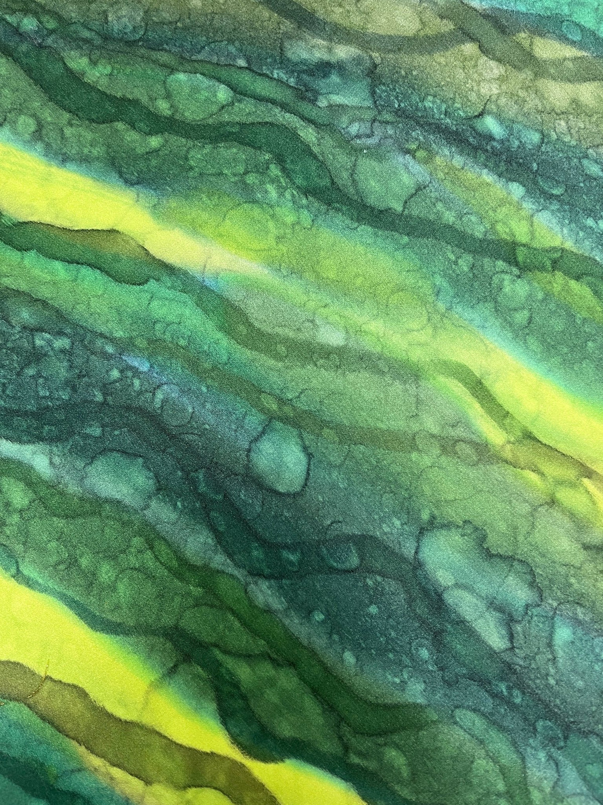 “Flow Abstract- Kelp Forest" - Hand-dyed Silk Scarf - $110 - Curious Cart