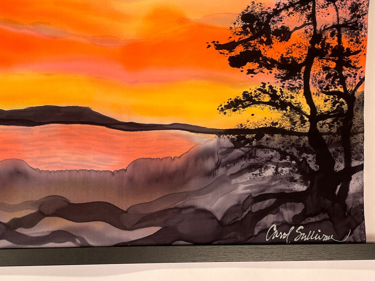 “Sunset Over Penobscot Bay" - Painting on Silk - $425 - Curious Cart