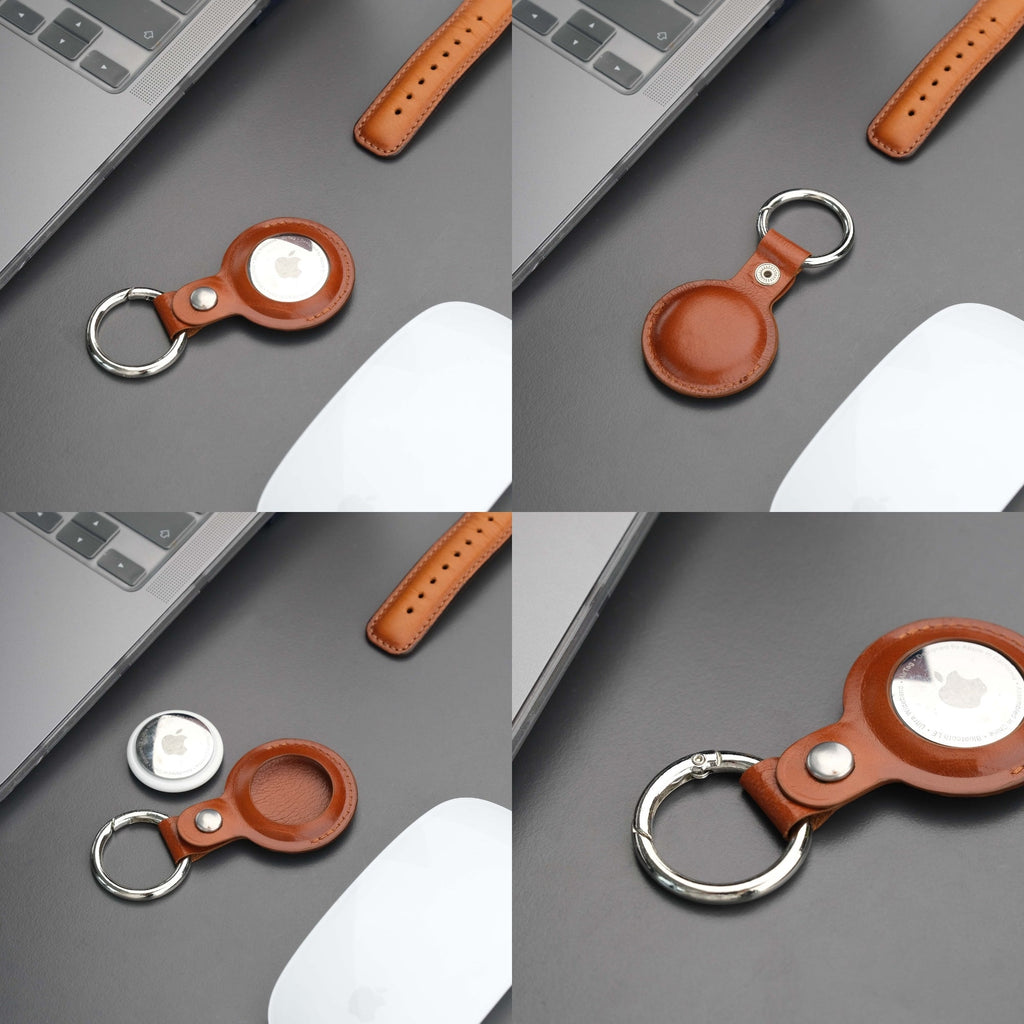 Saratoga Leather AirTag Holder - Curious Cart