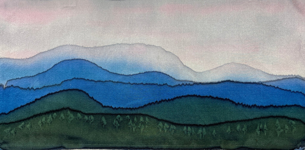 "Summer Mountain Morning” - Hand-dyed Silk Wall Hanging - $100 - Curious Cart