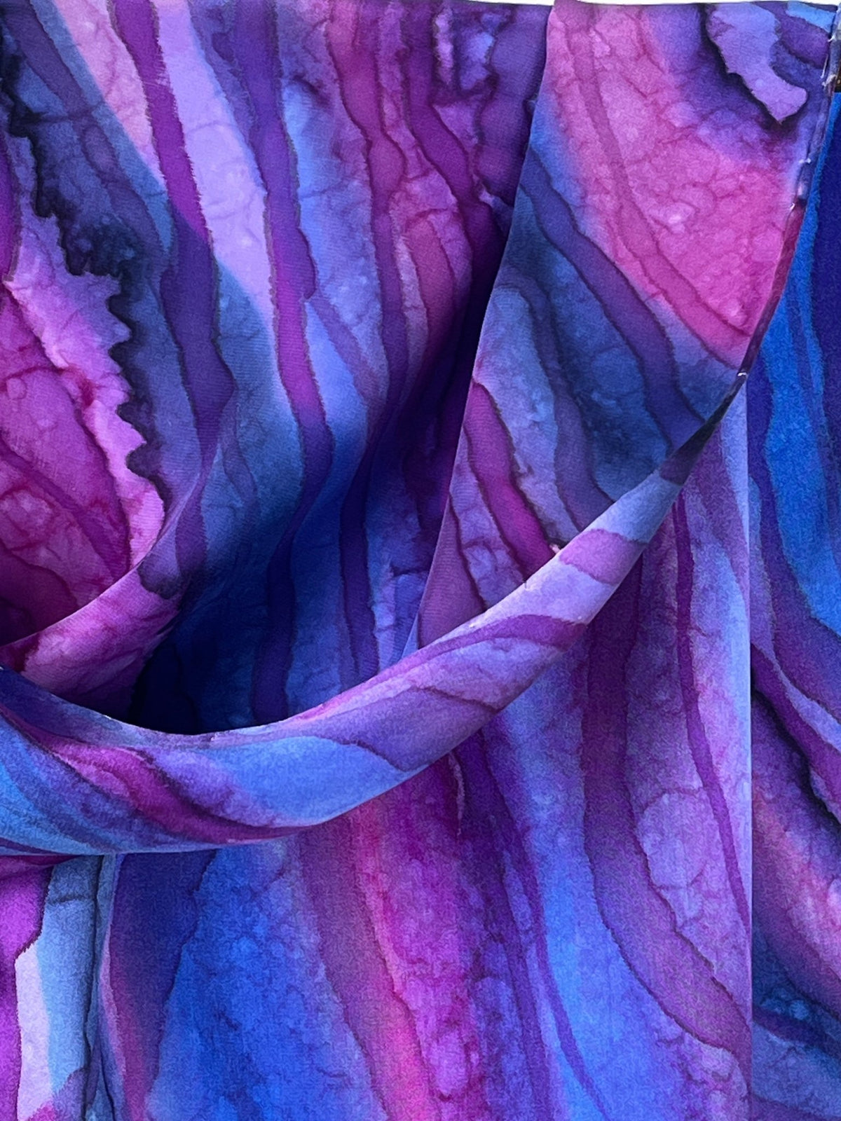 “Flow Abstract in Purple" - Hand-dyed Silk Scarf - $110 - Curious Cart
