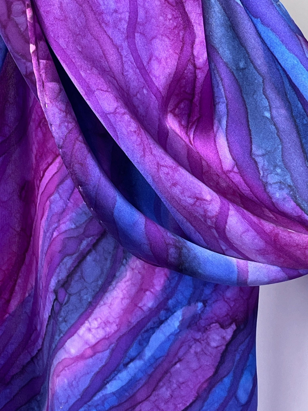 “Flow Abstract in Purple" - Hand-dyed Silk Scarf - $110 - Curious Cart