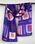 “Purple Glyphs"” - Hand-dyed Silk Scarf - $125 - Curious Cart