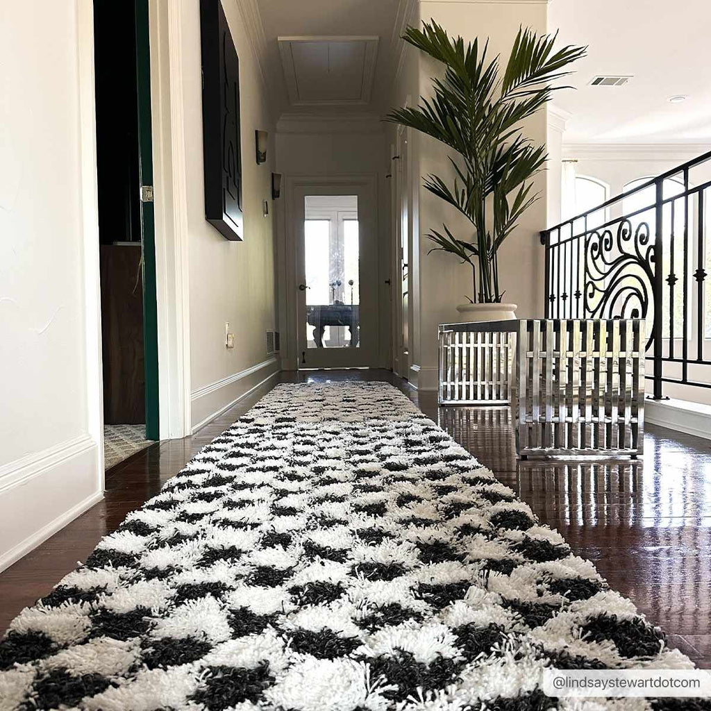 Atira Black & White Checkered Area Rug - Curious Cart