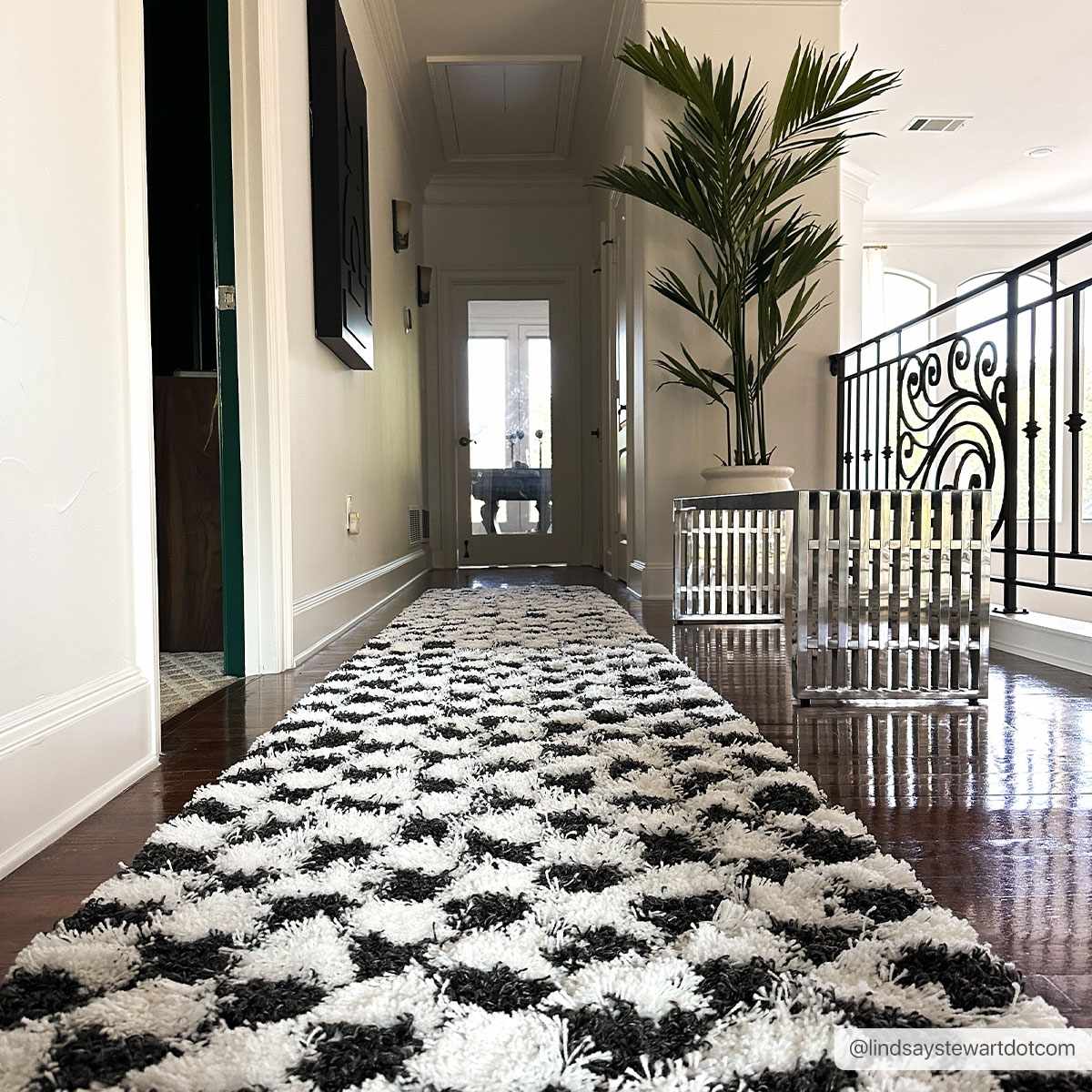 Atira Black & White Checkered Area Rug - Curious Cart