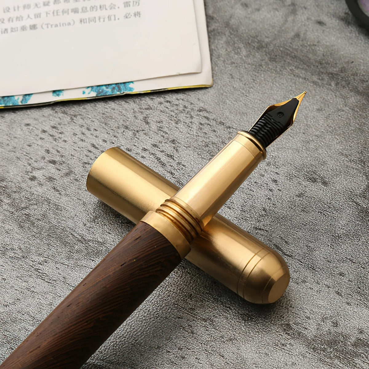 The Hemmingway | Handmade Wood and Brass Fountain Pen - Curious Cart