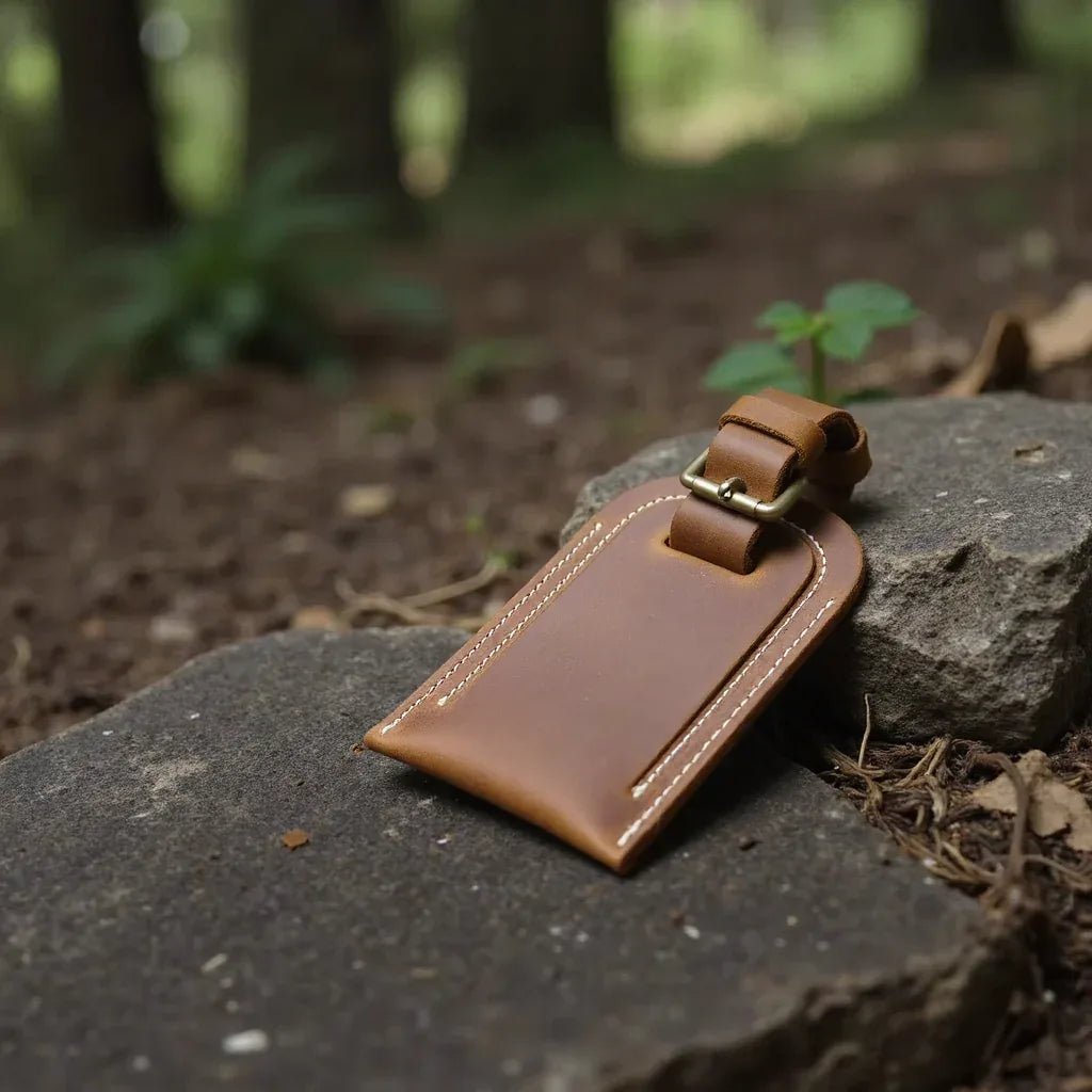 Full Grain Leather Luggage Tag - Curious Cart