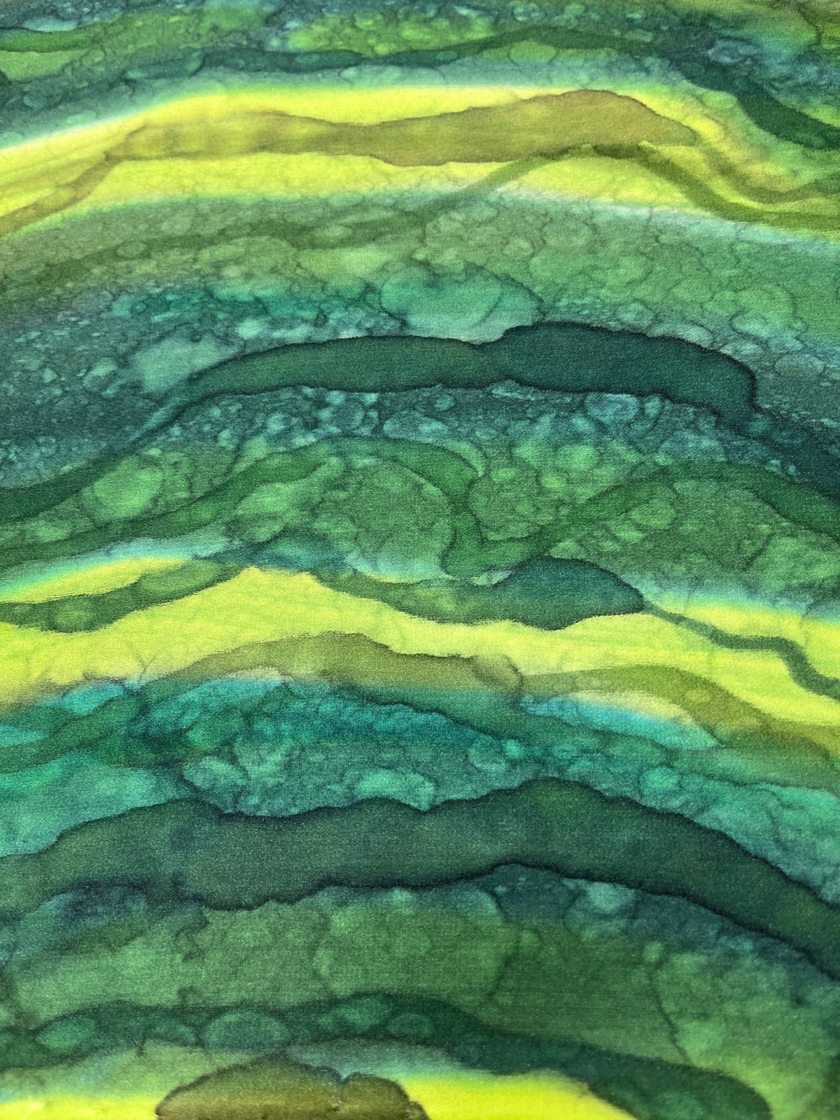 “Flow Abstract- Kelp Forest" - Hand-dyed Silk Scarf - $110 - Curious Cart