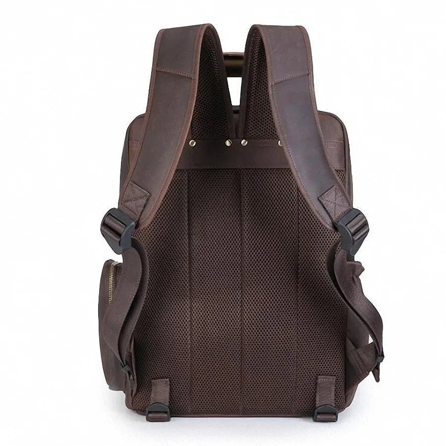 The Gaetano | Large Leather Backpack Camera Bag with Tripod Holder - Curious Cart