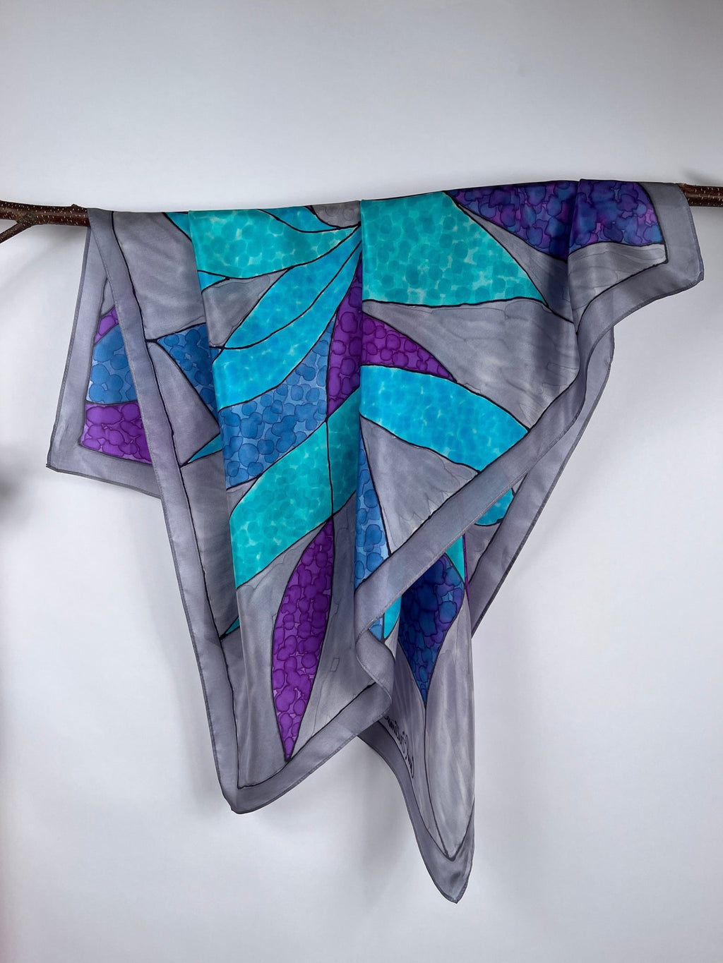 "Stained Glass Pinwheel" - Hand-dyed Silk Scarf - $135 - Curious Cart