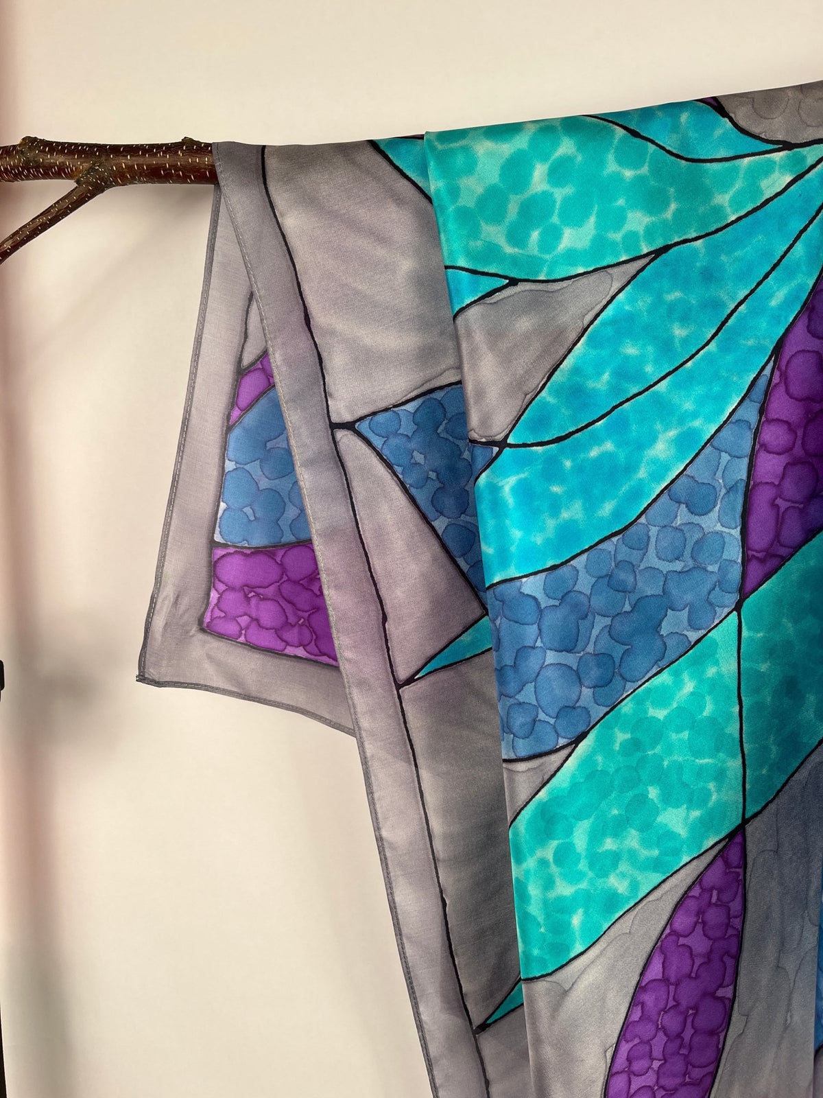 "Stained Glass Pinwheel" - Hand-dyed Silk Scarf - $135 - Curious Cart