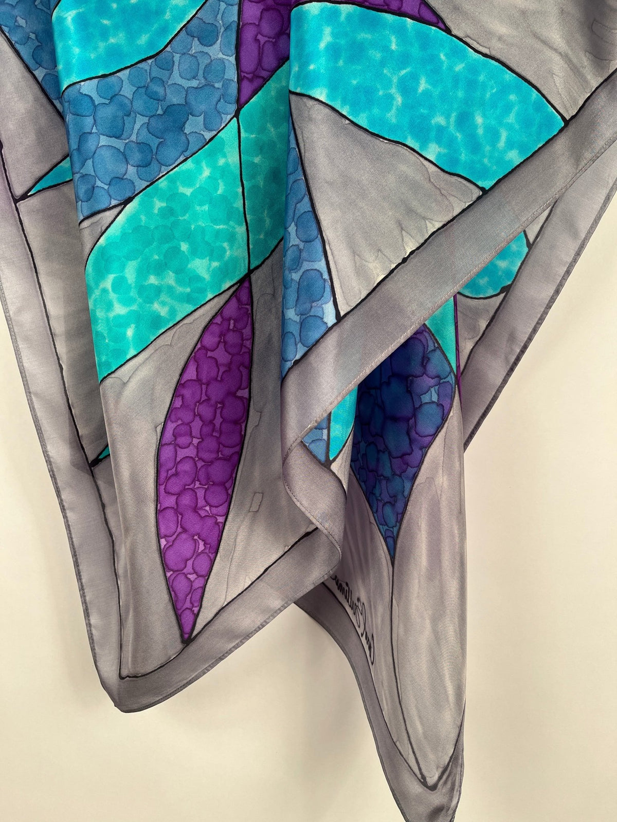 "Stained Glass Pinwheel" - Hand-dyed Silk Scarf - $135 - Curious Cart