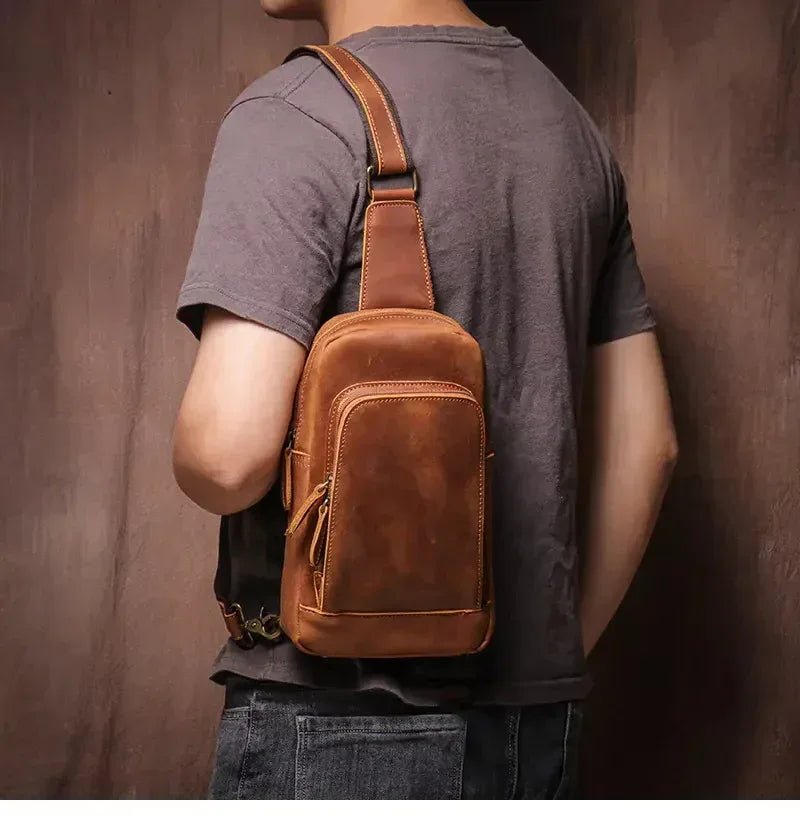 Erling Leather Sling Bag | Crossbody Leather Pack - Curious Cart