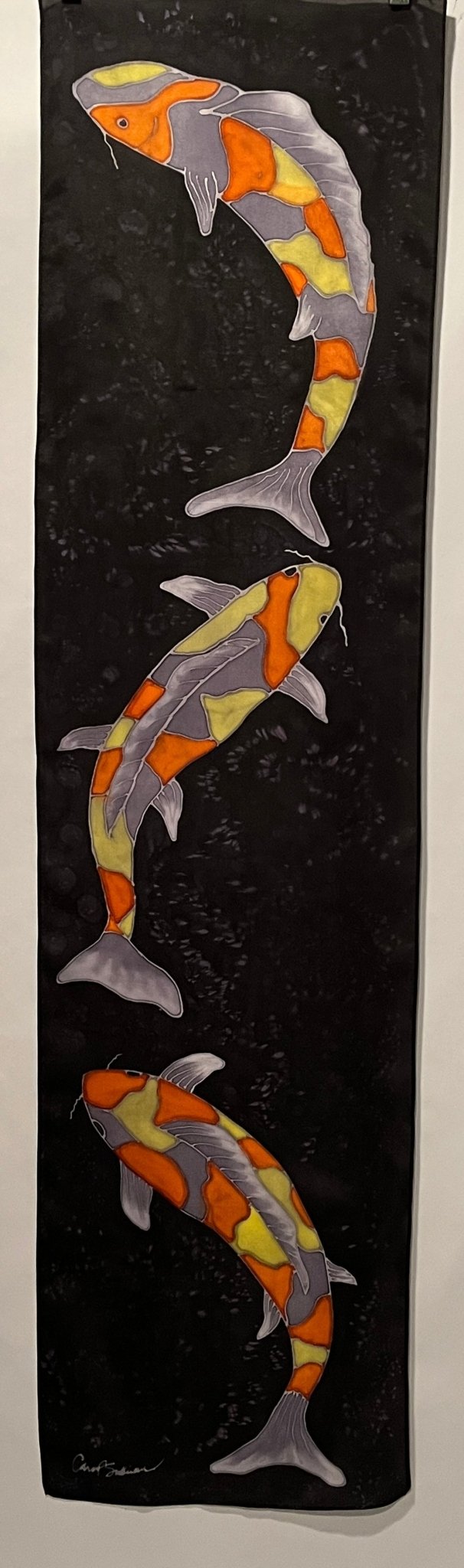 "Evening Koi” - Hand-dyed Silk Wall Hanging - $425 - Curious Cart