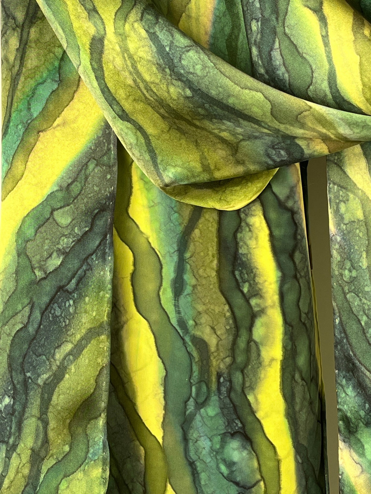“Flow Abstract- Kelp Forest" - Hand-dyed Silk Scarf - $110 - Curious Cart