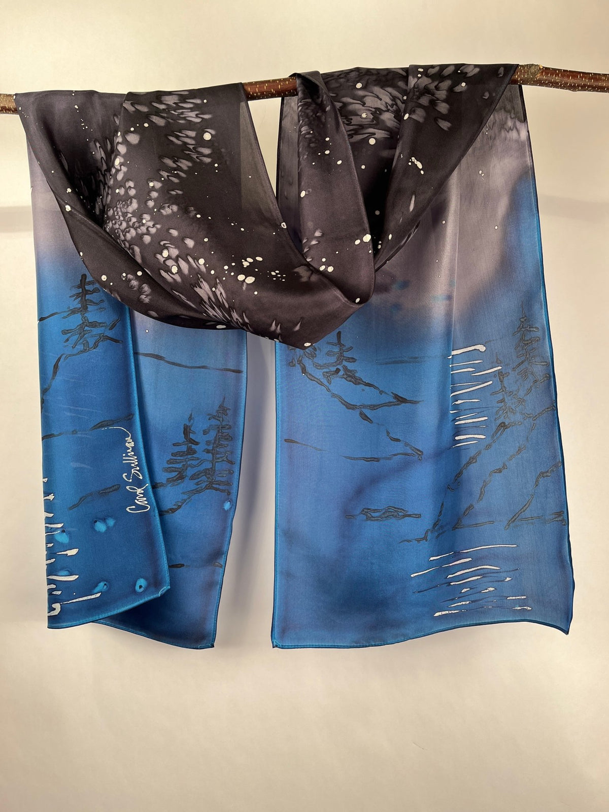 “Evening at the Coast" - Hand-dyed Silk Scarf - $125 - Curious Cart