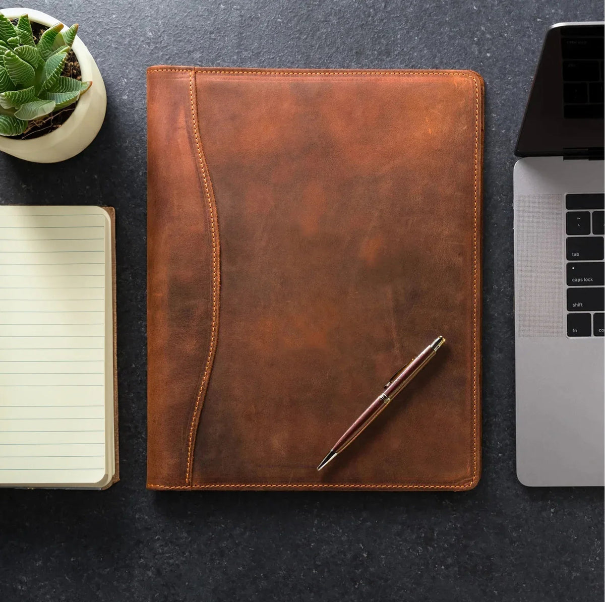 Falit Leather Folio | Handmade Leather Padfolio - Curious Cart