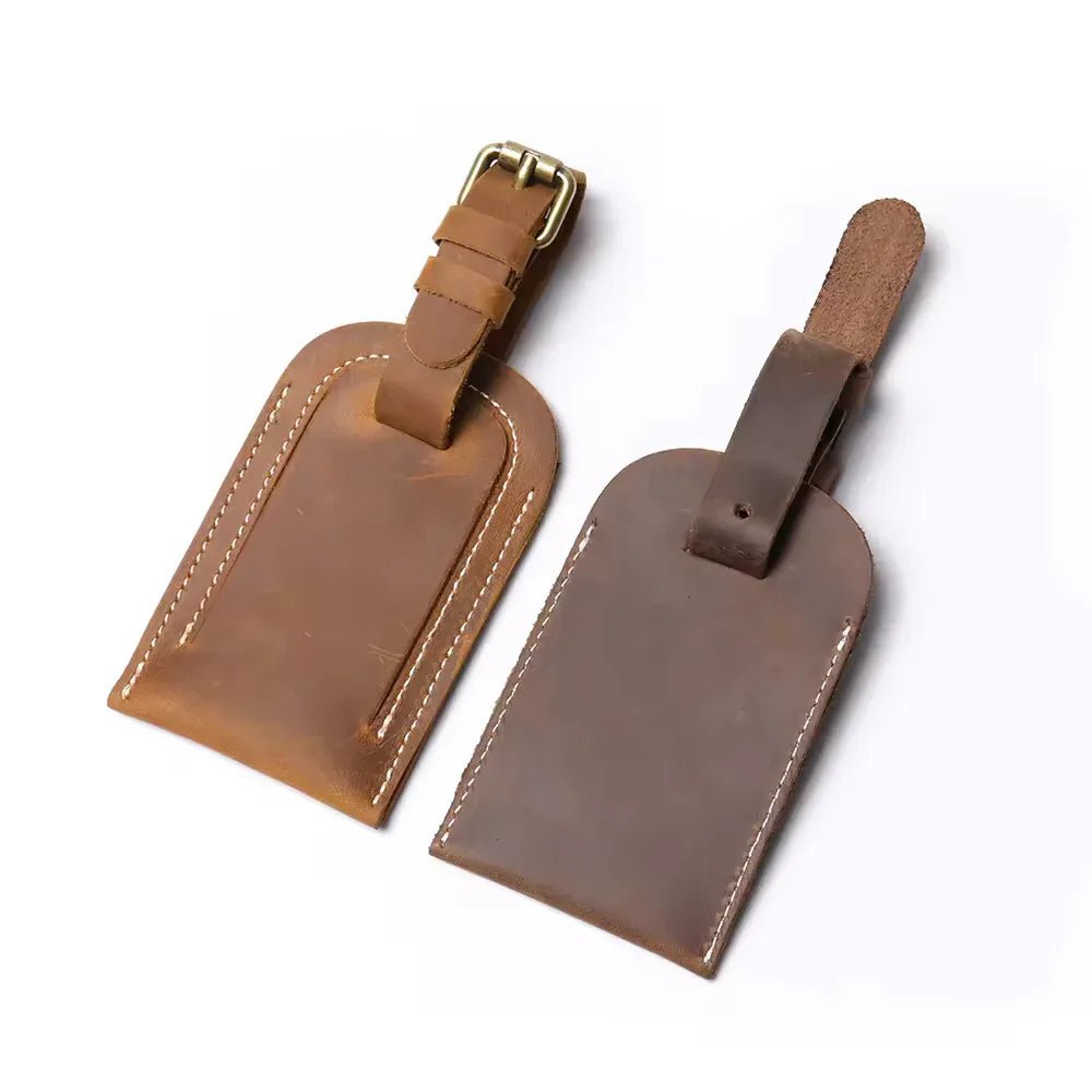 Full Grain Leather Luggage Tag - Curious Cart