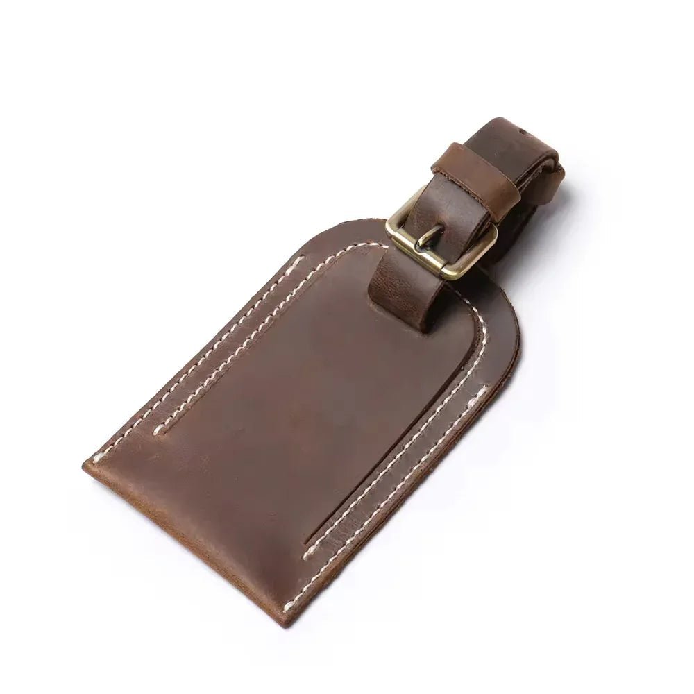 Full Grain Leather Luggage Tag - Curious Cart