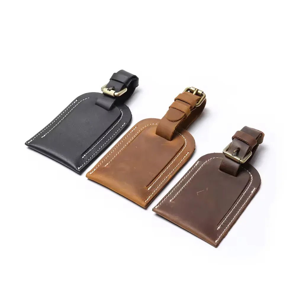 Full Grain Leather Luggage Tag - Curious Cart