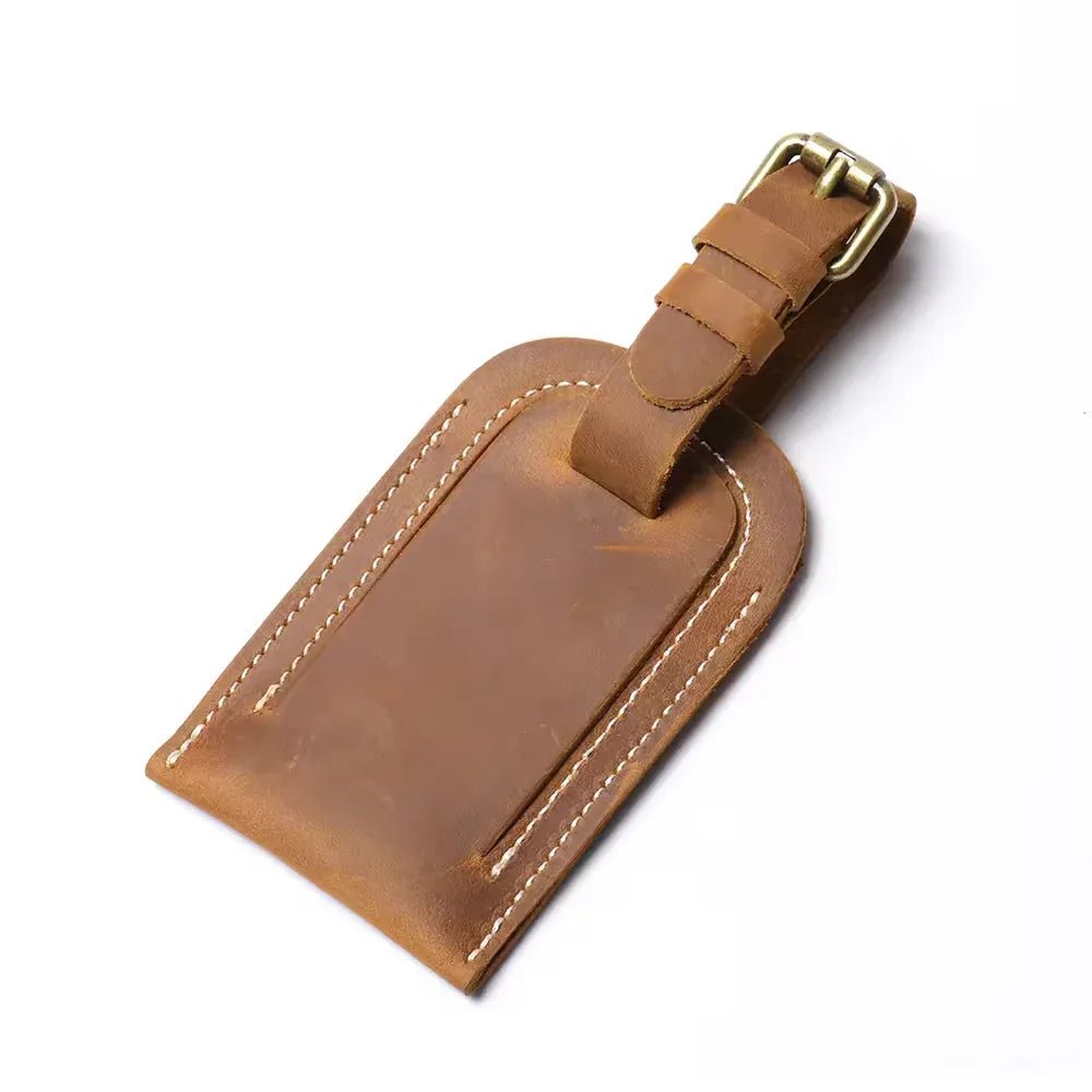 Full Grain Leather Luggage Tag - Curious Cart