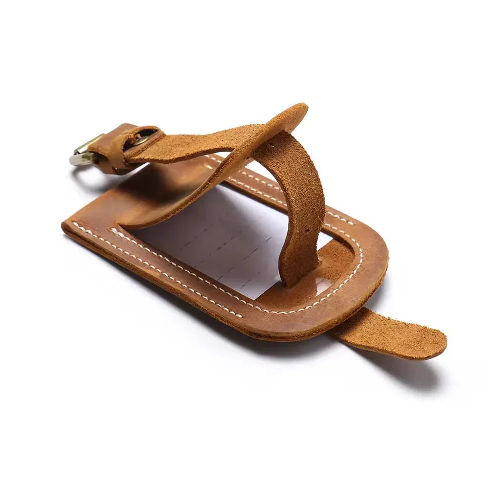 Full Grain Leather Luggage Tag - Curious Cart