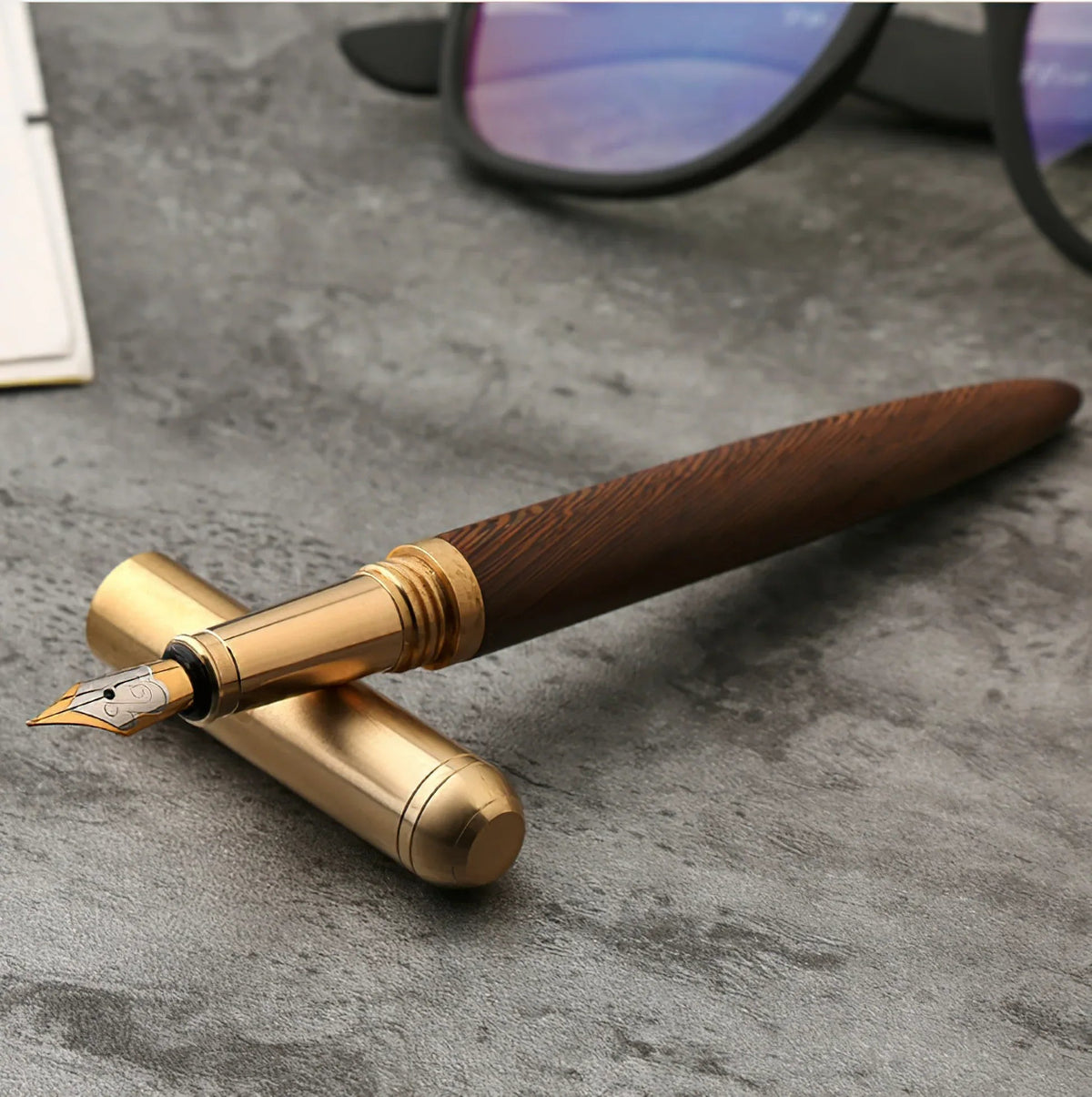 The Hemmingway | Handmade Wood and Brass Fountain Pen - Curious Cart