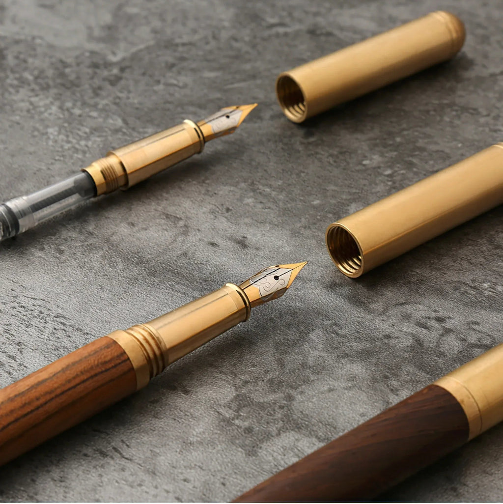 The Hemmingway | Handmade Wood and Brass Fountain Pen - Curious Cart