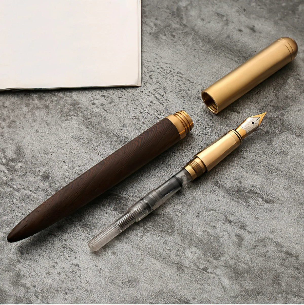 The Hemmingway | Handmade Wood and Brass Fountain Pen - Curious Cart