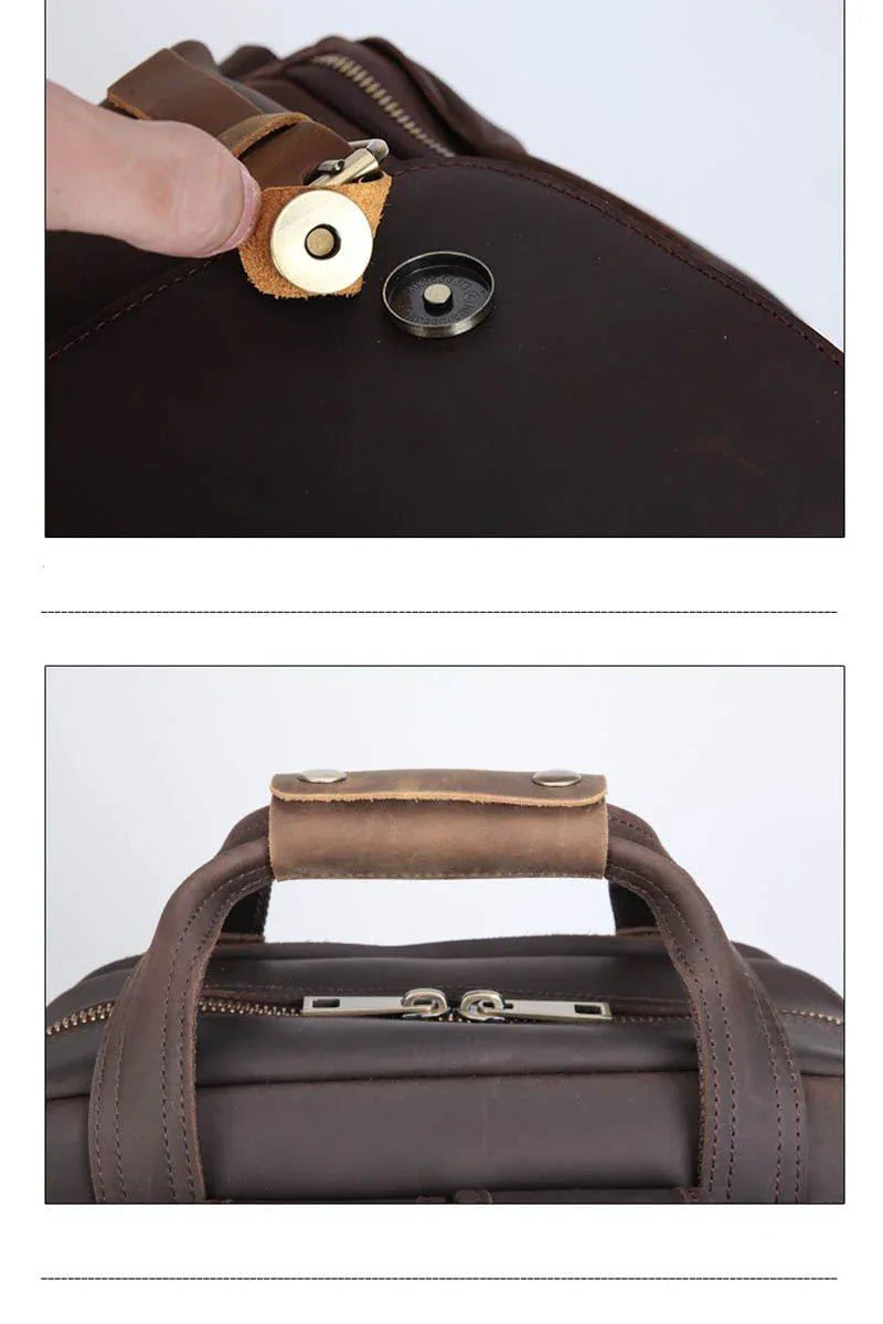 The Gaetano | Large Leather Backpack Camera Bag with Tripod Holder - Curious Cart