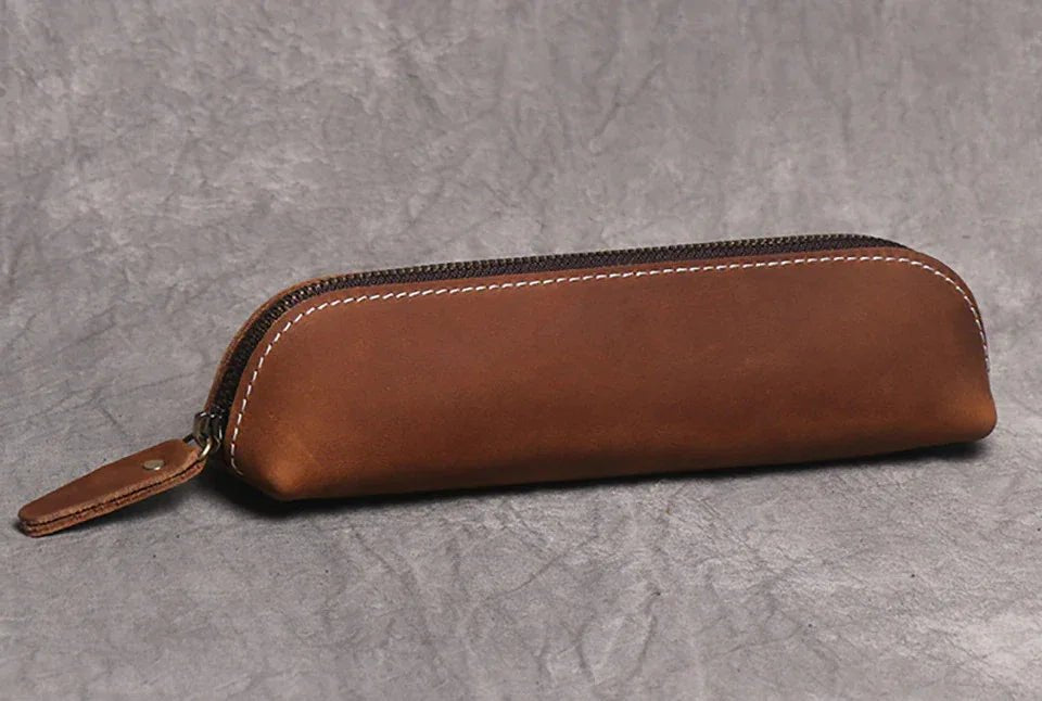 The Paavo Leather Pen Case | Leather Makeup Pouch - Curious Cart