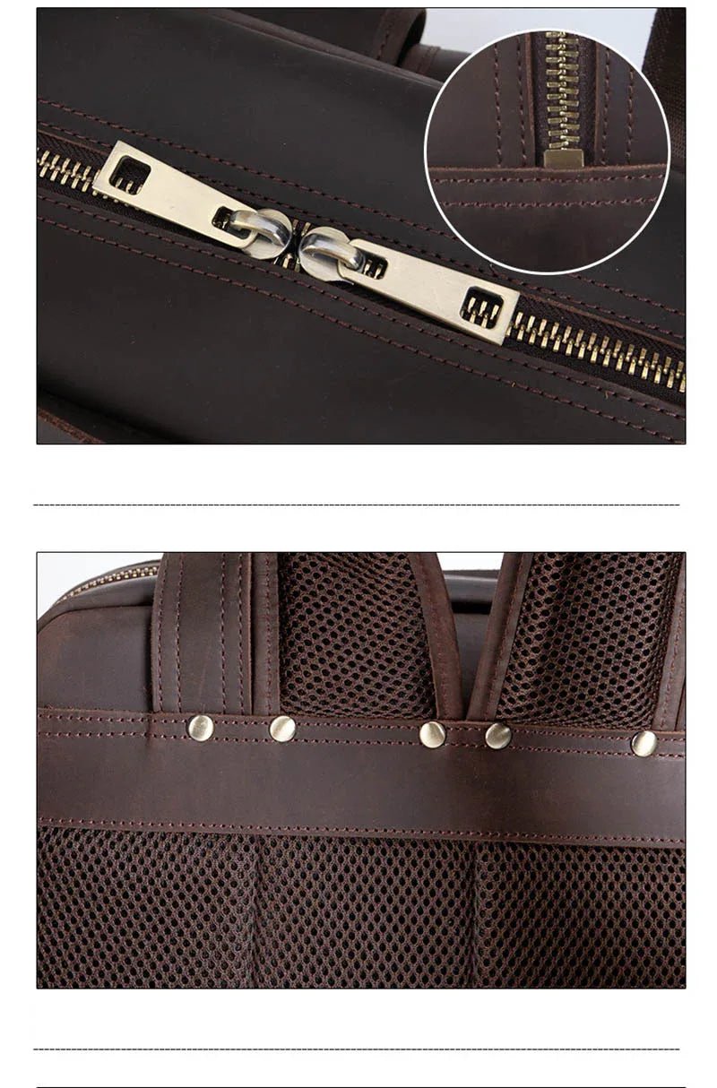 The Gaetano | Large Leather Backpack Camera Bag with Tripod Holder - Curious Cart