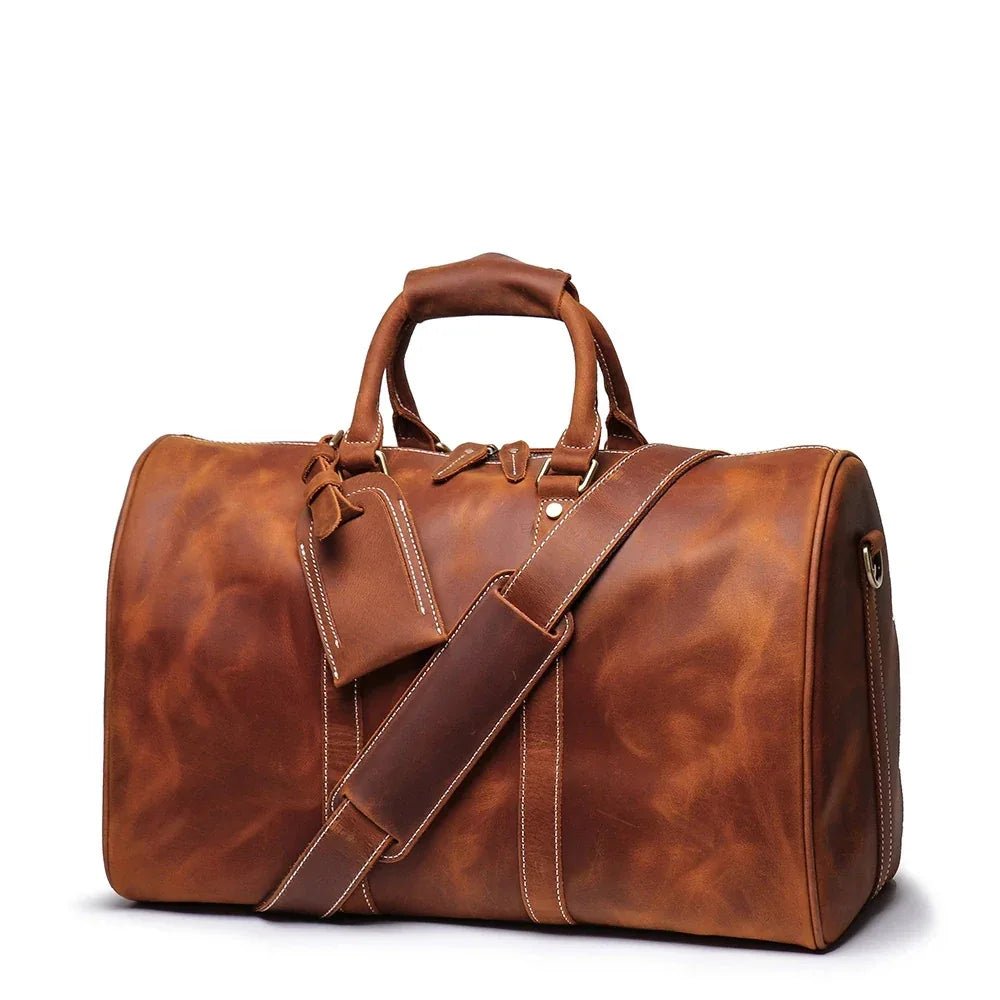 The Brandt Weekender | Small Leather Duffle Bag - Curious Cart