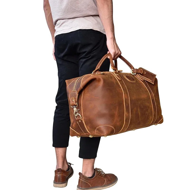 The Eira Duffle Bag | Vintage Leather Weekender - Curious Cart
