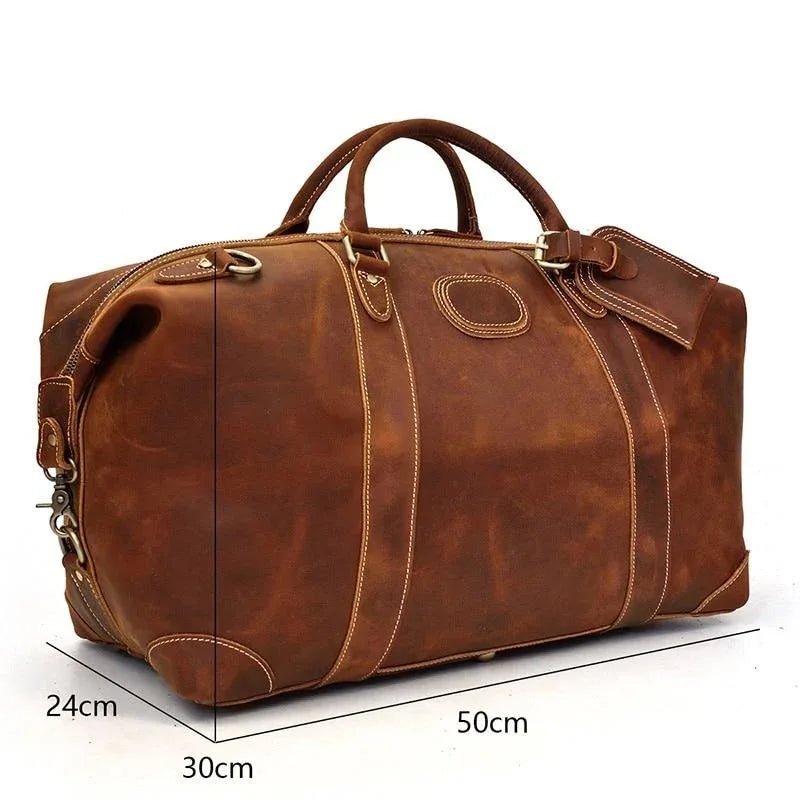 The Eira Duffle Bag | Vintage Leather Weekender - Curious Cart