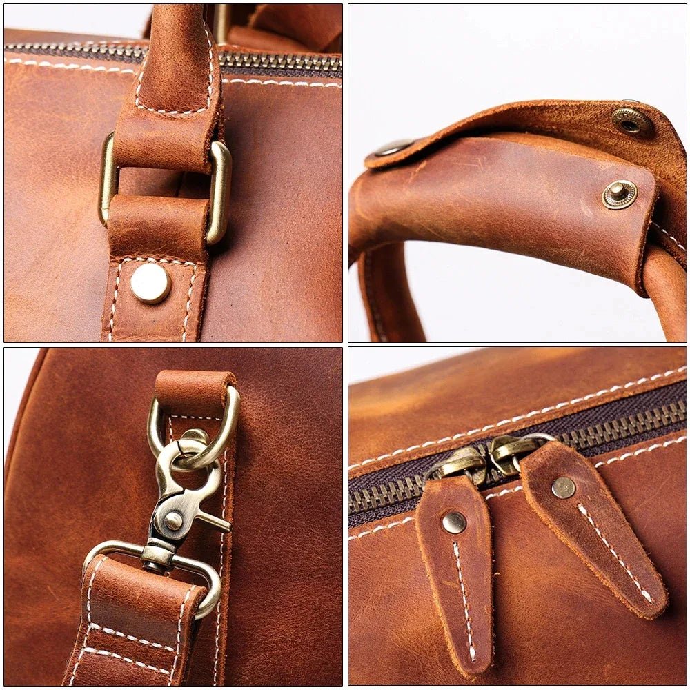 The Brandt Weekender | Small Leather Duffle Bag - Curious Cart