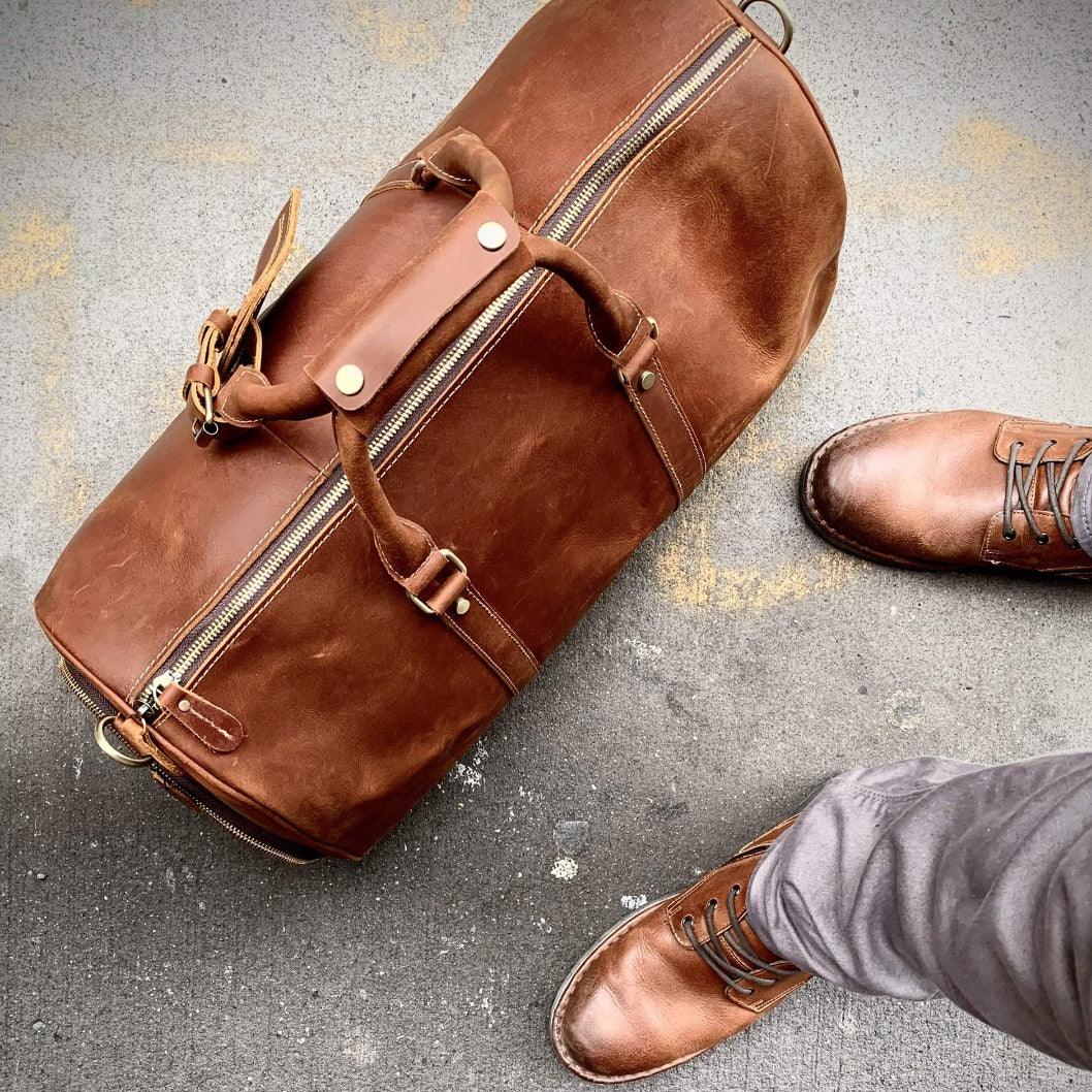 The Dagny Weekender | Large Leather Duffle Bag - Curious Cart