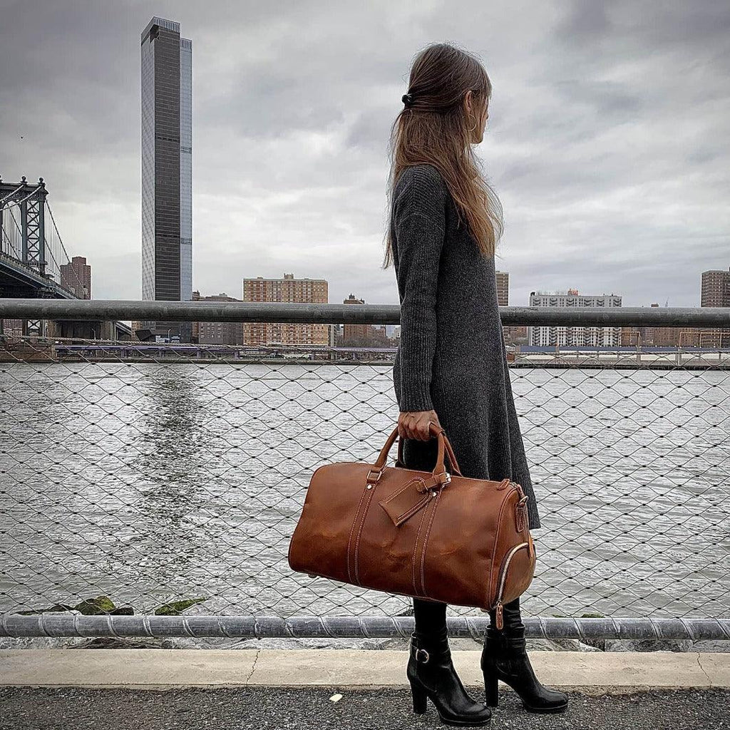 The Dagny Weekender | Large Leather Duffle Bag - Curious Cart