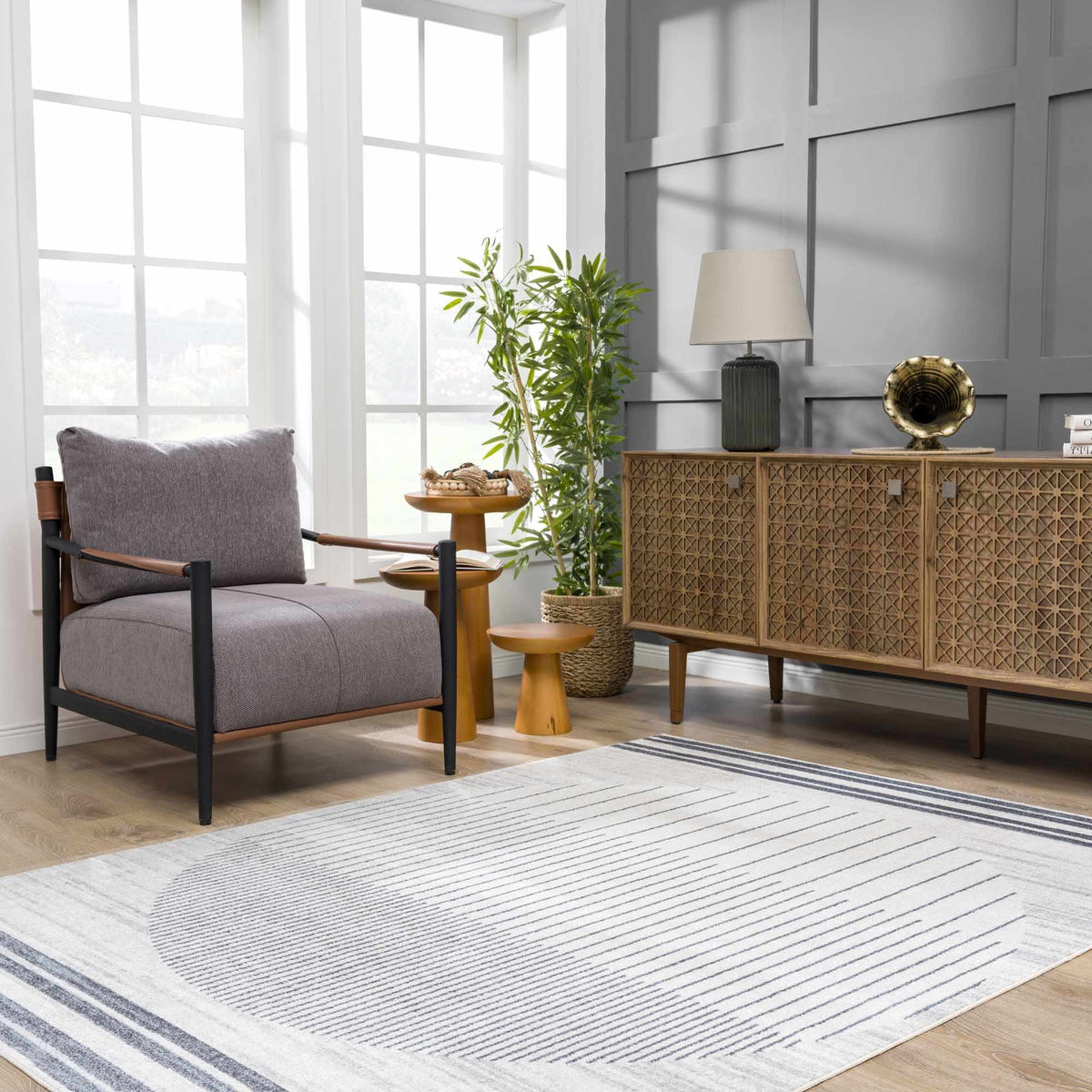 Thad Medium Gray Washable Area Rug - Curious Cart
