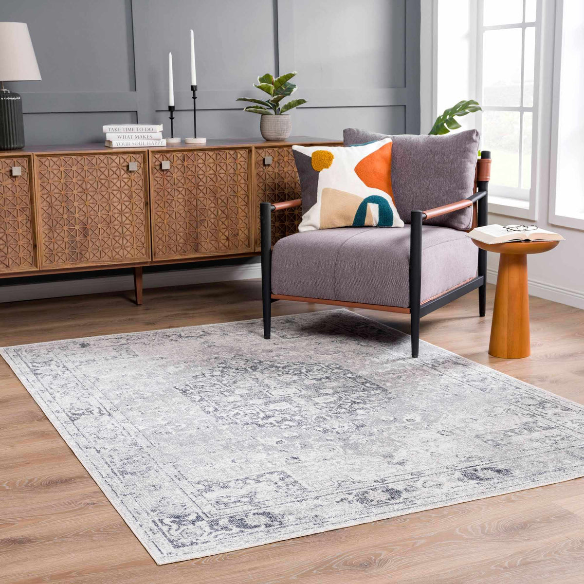Akram Antrasit Flat Pile Washable Rug - Curious Cart